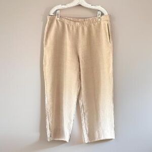 J.Jill Cropped Linen Pants Size L Pull On Elastic Waist Pockets EUC